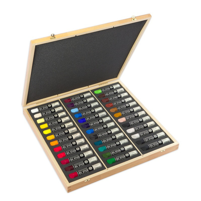 Sennelier Artists Oil Sticks Wooden Box Set 36 x 38ml open