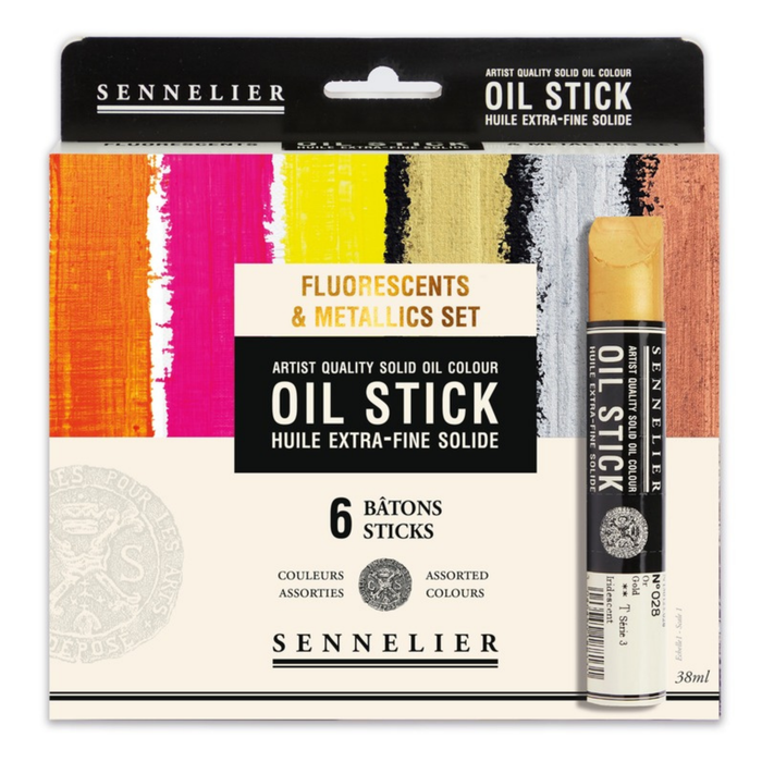 Sennelier Artists Oil Sticks Set of 6 x 38ml Fluorescent and Metallic