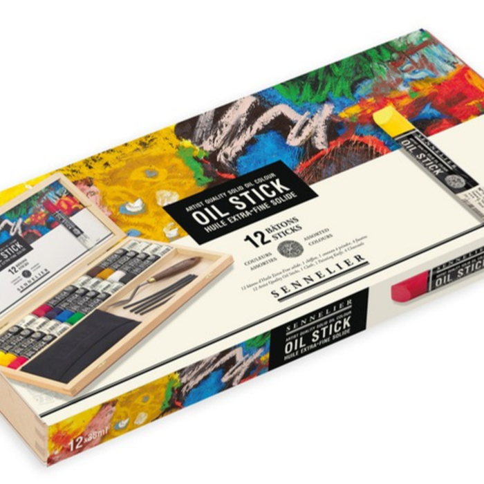 Sennelier Artists Oil Sticks Wooden Box Set 12 x 38ml closed