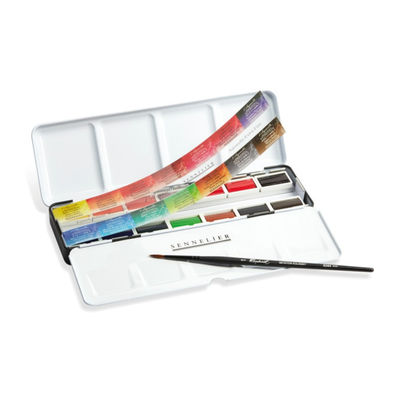 Sennelier Watercolour Metal Box Set 14 Full Pans
