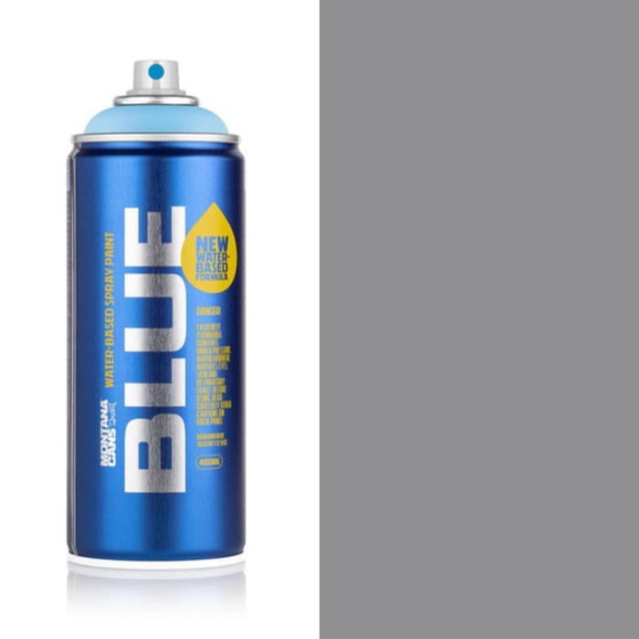 Montana Blue Megalodon spray paint can, 400ml, half-can half-colour swatch