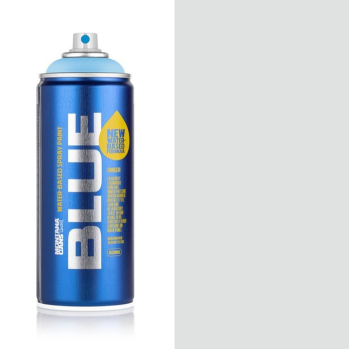 Montana Blue Sports Grey spray paint can, 400ml, half-can half-colour swatch