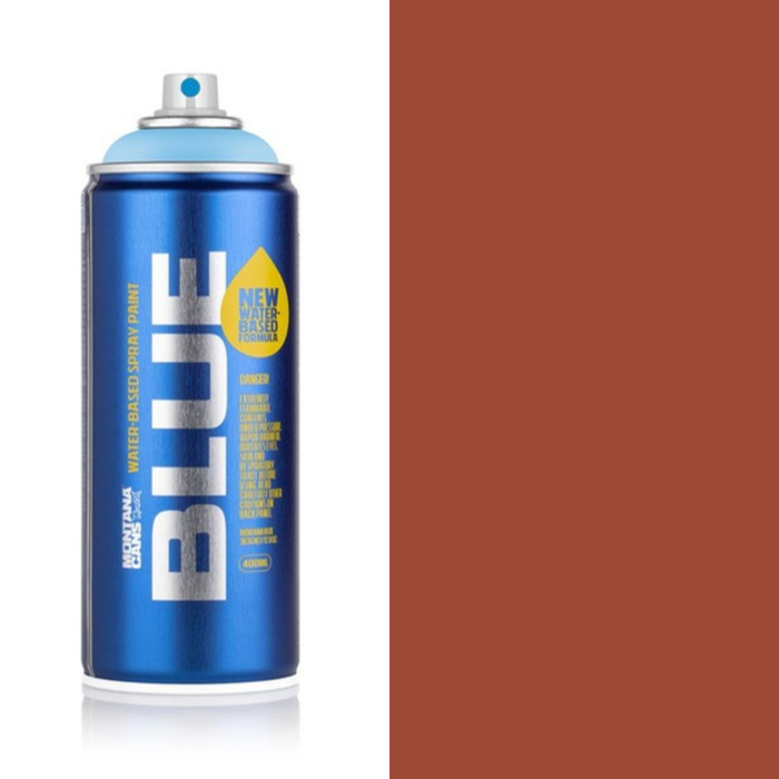 Montana Blue Autumn Leaf spray paint can, 400ml, half-can half-colour swatch