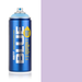 Montana Blue White Lilac spray paint can, 400ml, half-can half-colour swatch