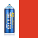Montana Blue Blood Orange spray paint can, 400ml, half-can half-colour swatch