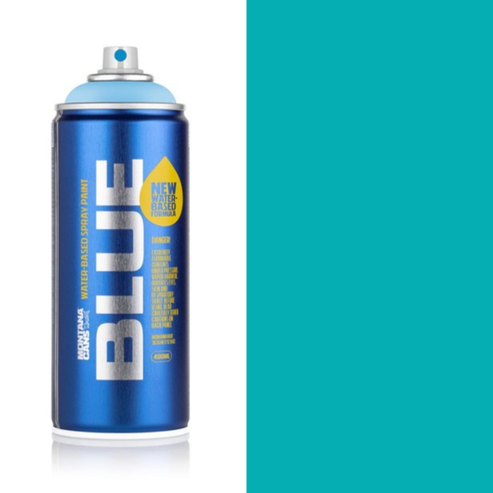 Montana Blue Miami spray paint can, 400ml, half-can half-colour swatch