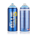 Montana Blue water-based spray paint can, 400ml, blue aerosol with light blue cap