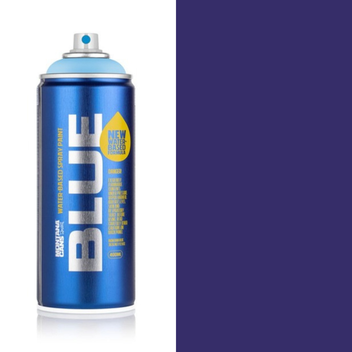 Montana Blue Blue Velvet spray paint can, 400ml, half-can half-colour swatch