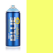 Montana Blue Fluor Yellow spray paint can, 400ml, half-can half-colour swatch