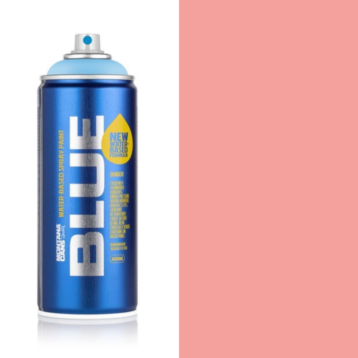Montana Blue Poppy spray paint can, 400ml, half-can half-colour swatch