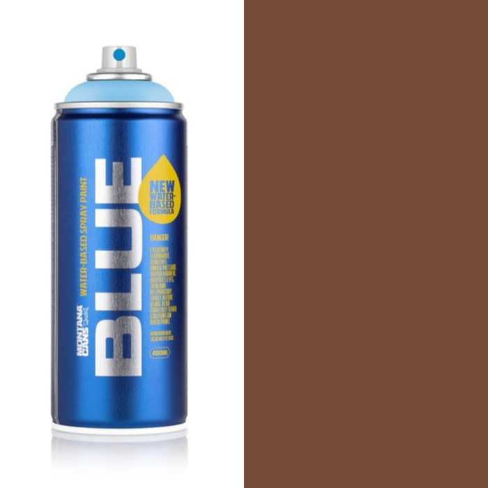 Montana Blue Brownies spray paint can, 400ml, half-can half-colour swatch