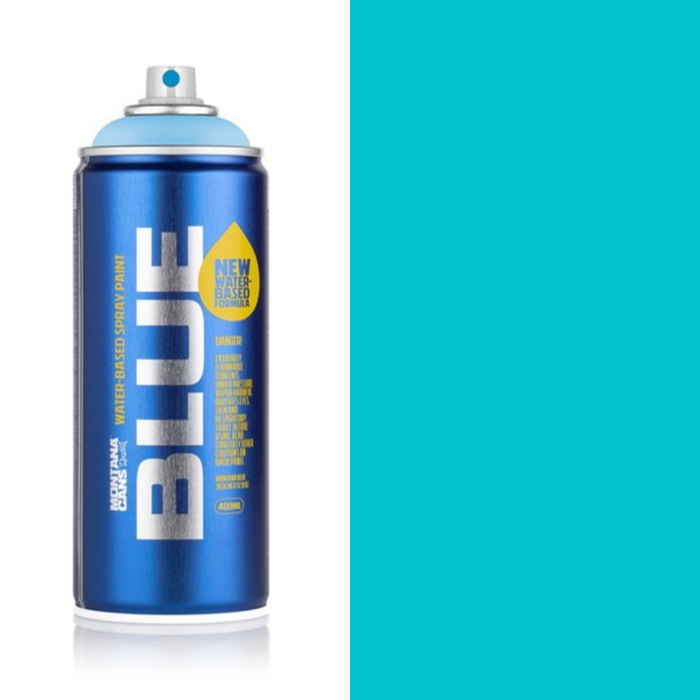 Montana Blue Surf spray paint can, 400ml, half-can half-colour swatch
