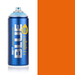 Montana Blue Pure Orange spray paint can, 400ml, half-can half-colour swatch
