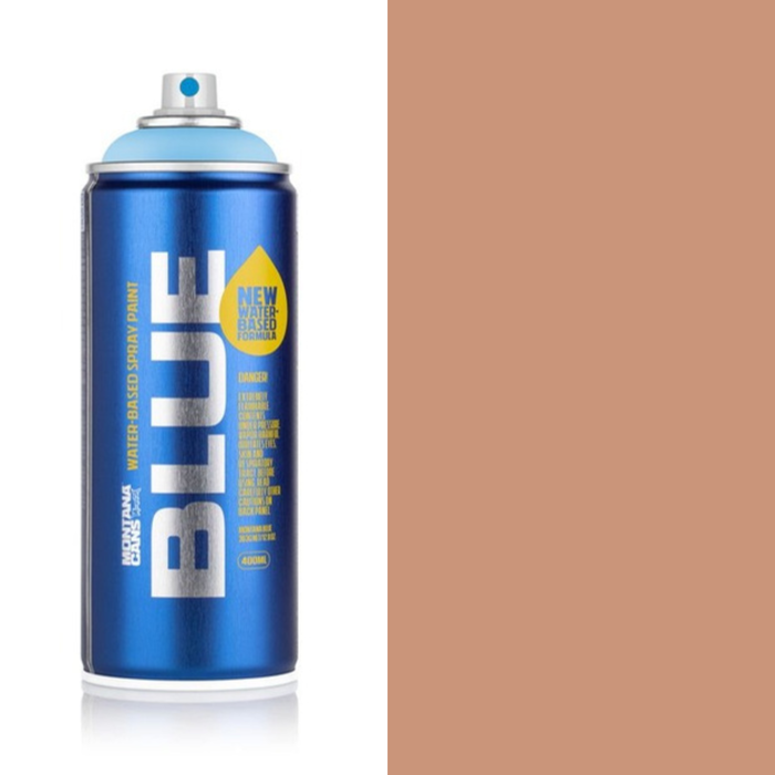Montana Blue Caramelo spray paint can, 400ml, half-can half-colour swatch