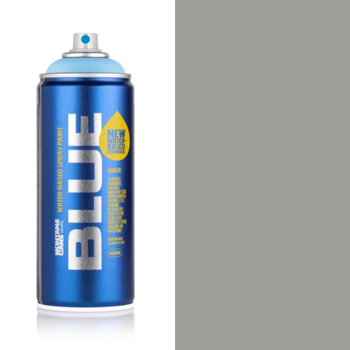 Montana Blue Asphalt spray paint can, 400ml, half-can half-colour swatch