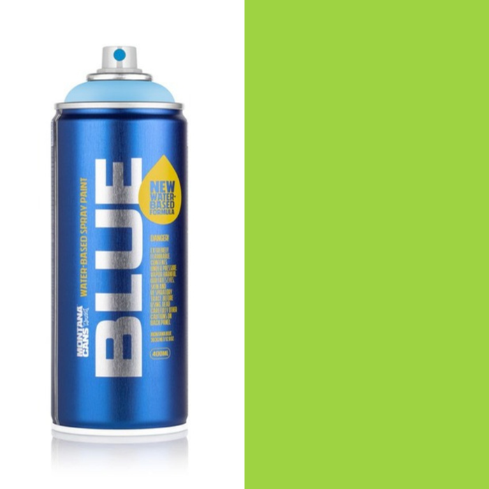 Montana Blue Frogger spray paint can, 400ml, half-can half-colour swatch