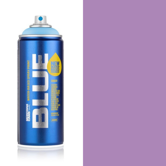 Montana Blue Viola spray paint can, 400ml, half-can half-colour swatch