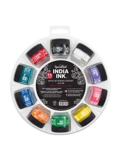 Speedball India Ink Set, 12ml x 10 Colours