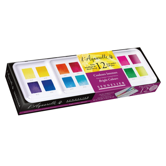 Sennelier Watercolour Metal Box Set 12 x Half Pans