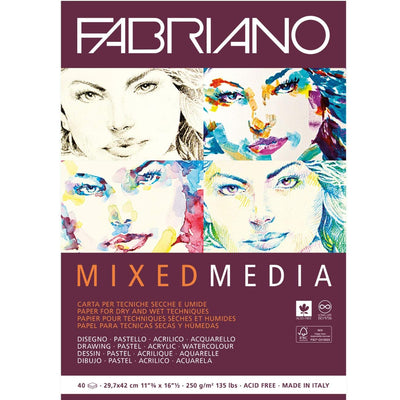 Fabriano Mixed Media Pad 250gsm 40 Sheets – A5 / A4 / A3