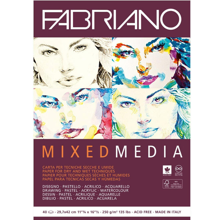 Fabriano Mixed Media Pad 250gsm 40 Sheets – A5 / A4 / A3