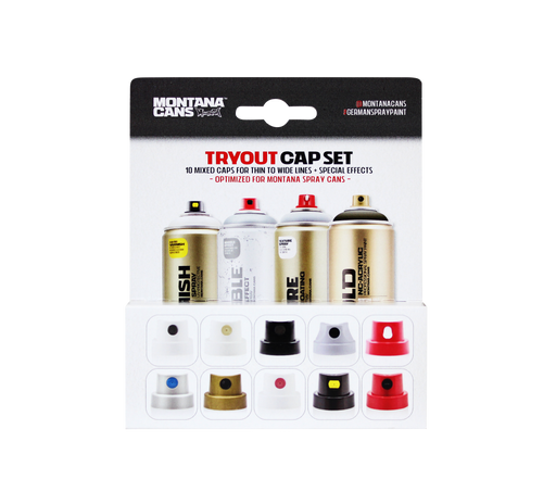 Montana spray paint tryout cap set, assorted nozzle caps for testing spray patterns