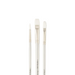 Three paintbrushes with white bristles on a gray background