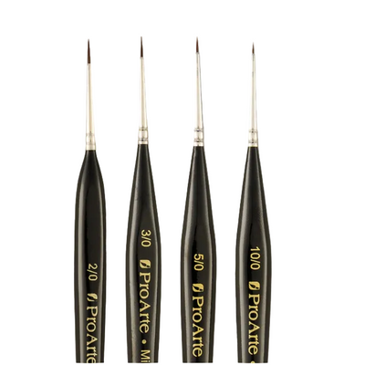 Pro Arte W12 miniature painting brush set with fine synthetic detail brushes for acrylic and oil painting