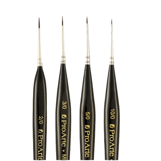 Pro Arte W12 miniature painting brush set with fine synthetic detail brushes for acrylic and oil painting