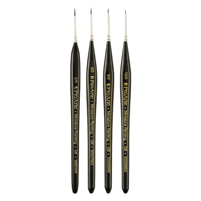Pro Arte W12 miniature painting brush set with fine synthetic detail brushes for acrylic and oil painting