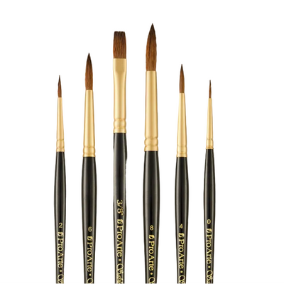 Pro Arte W14 Sablene wave synthetic brush set for watercolour and gouache painting