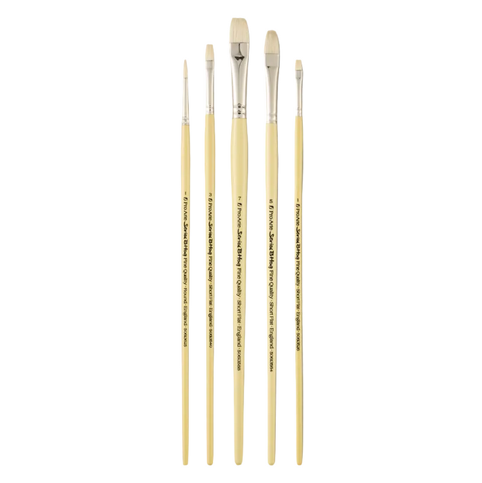 Set of five paint brushes with wooden handles Pro Arte Proffesional Brushes Made in UK