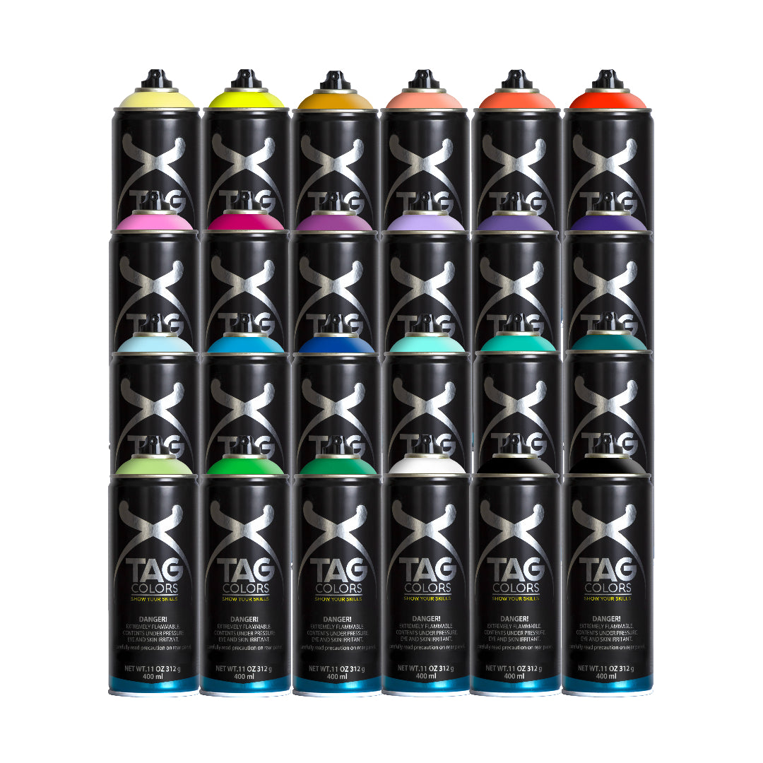 Color Taggers TAG Colors Spray Paint Bundle, 24 Cans | Matte Finish | Graffiti Gallery