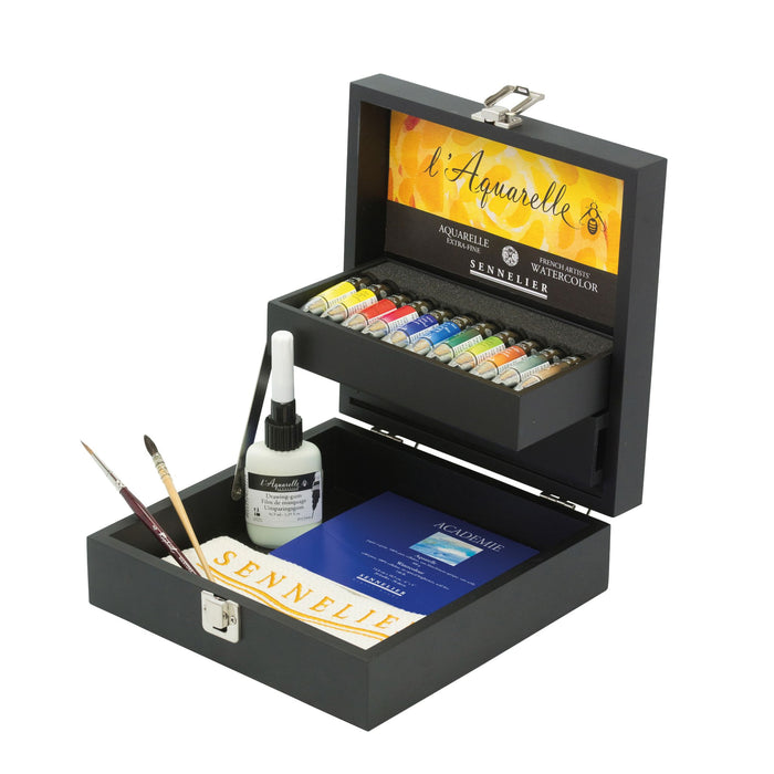 Sennelier Black Wooden Watercolour Box Set