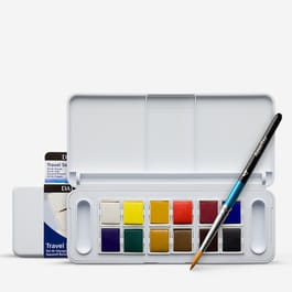 Daler Rowney Aquafine Watercolour Travel Set, 12 half-pans with brush - Graffiti Gallery