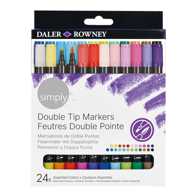 Daler Rowney Simply Double Tip Markers, pack of 24 assorted colours - Graffiti Gallery