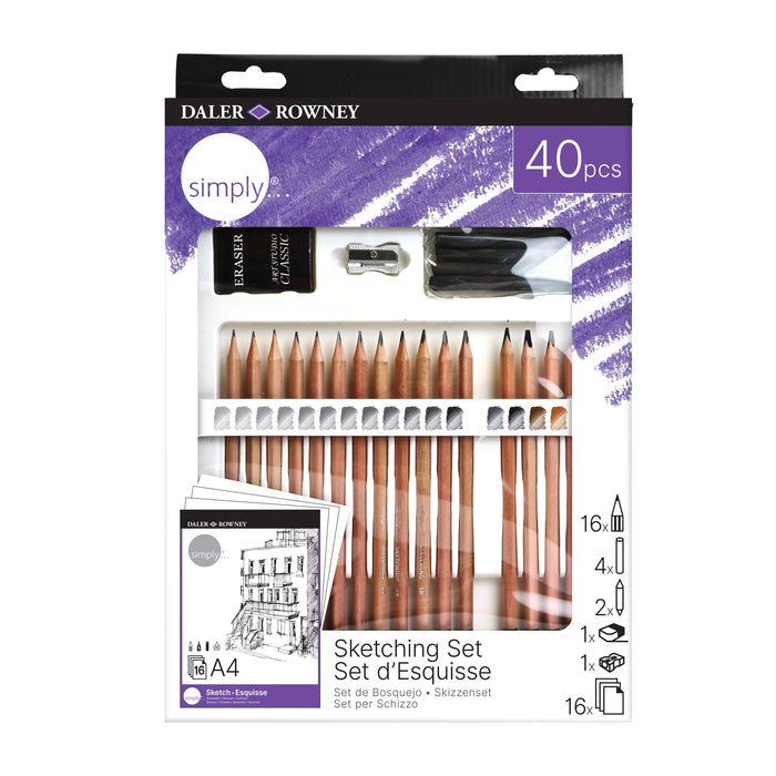 Daler Rowney Simply Sketching Pencils Technique Set, 40 pieces - Graffiti Gallery
