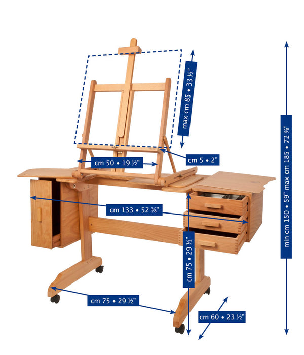 Mabef M/30 Painting Workstation – Professional Wooden Artist Easel Workstation